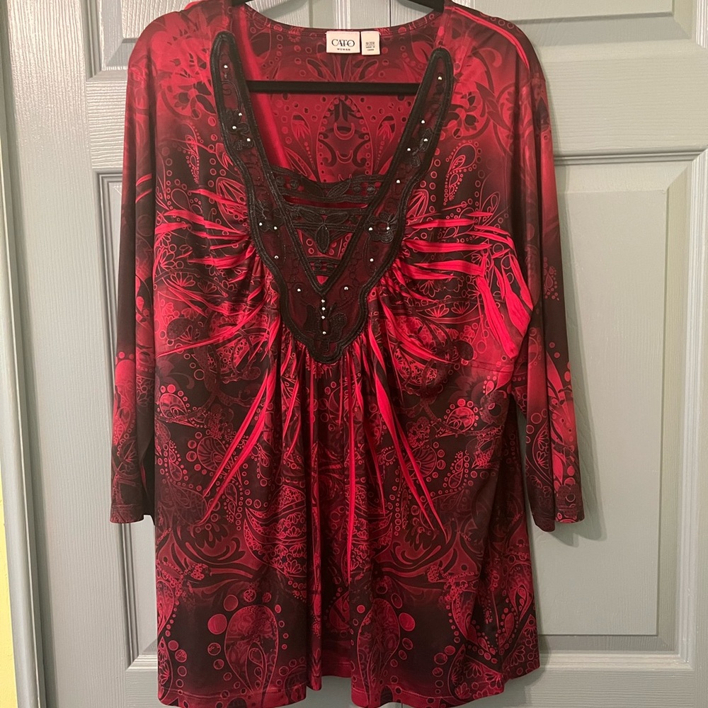 Cato | Womens | 3/4 Length Sleeve Blouse with Paisley Pattern